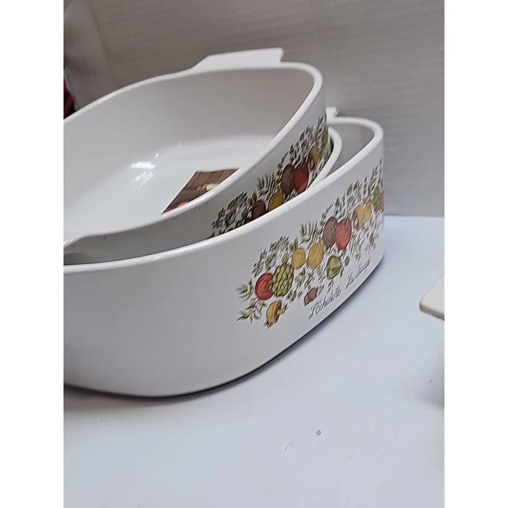 6pc Set Vintage Corning Ware Spice of Life Casserole Baking Dish Lot With 2 Lids